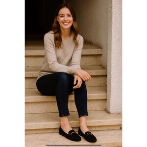 PATRICIA GREEN MADISON MOCCASINS FLAT BLACK SUEDE LEATHER SLIP ON COMFORT NIB 8